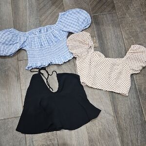 Set Of 3 Stylish Women's Cropped Blouses - Size Sm/med